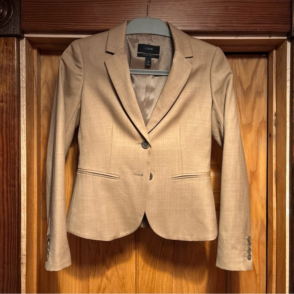 J.Crew Super 120s Blazer Women’s 00 Wool 40" Khaki 54098 Career Jacket HOLE - Picture 1 of 5